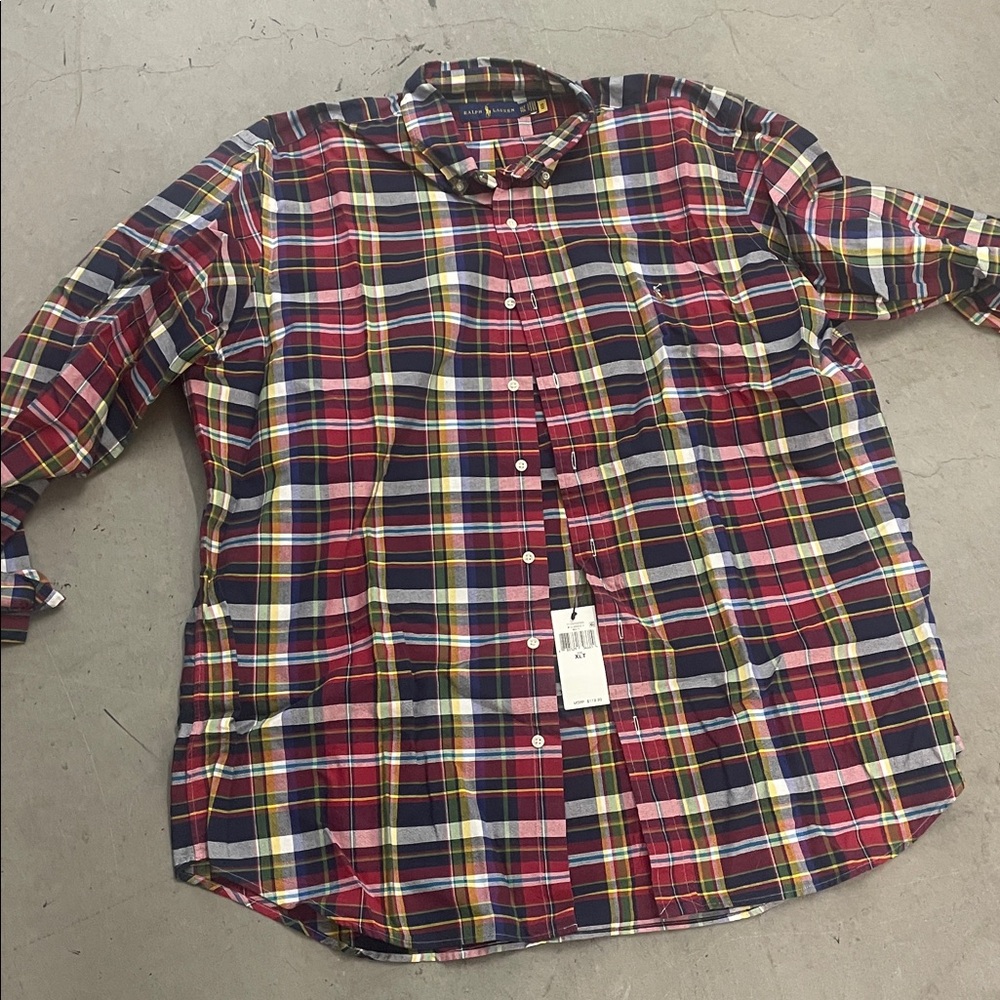 Polo by Ralph Lauren Red and Blue Plaid Dress Shirt